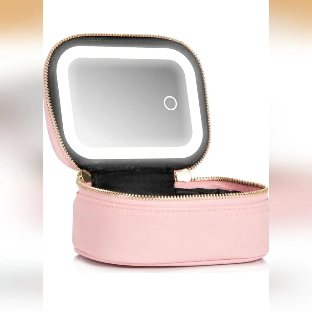 Makeup Travel 3 Light LED Dimmable Rechargeable Mirror- Makeup/Jewelry Case NEW